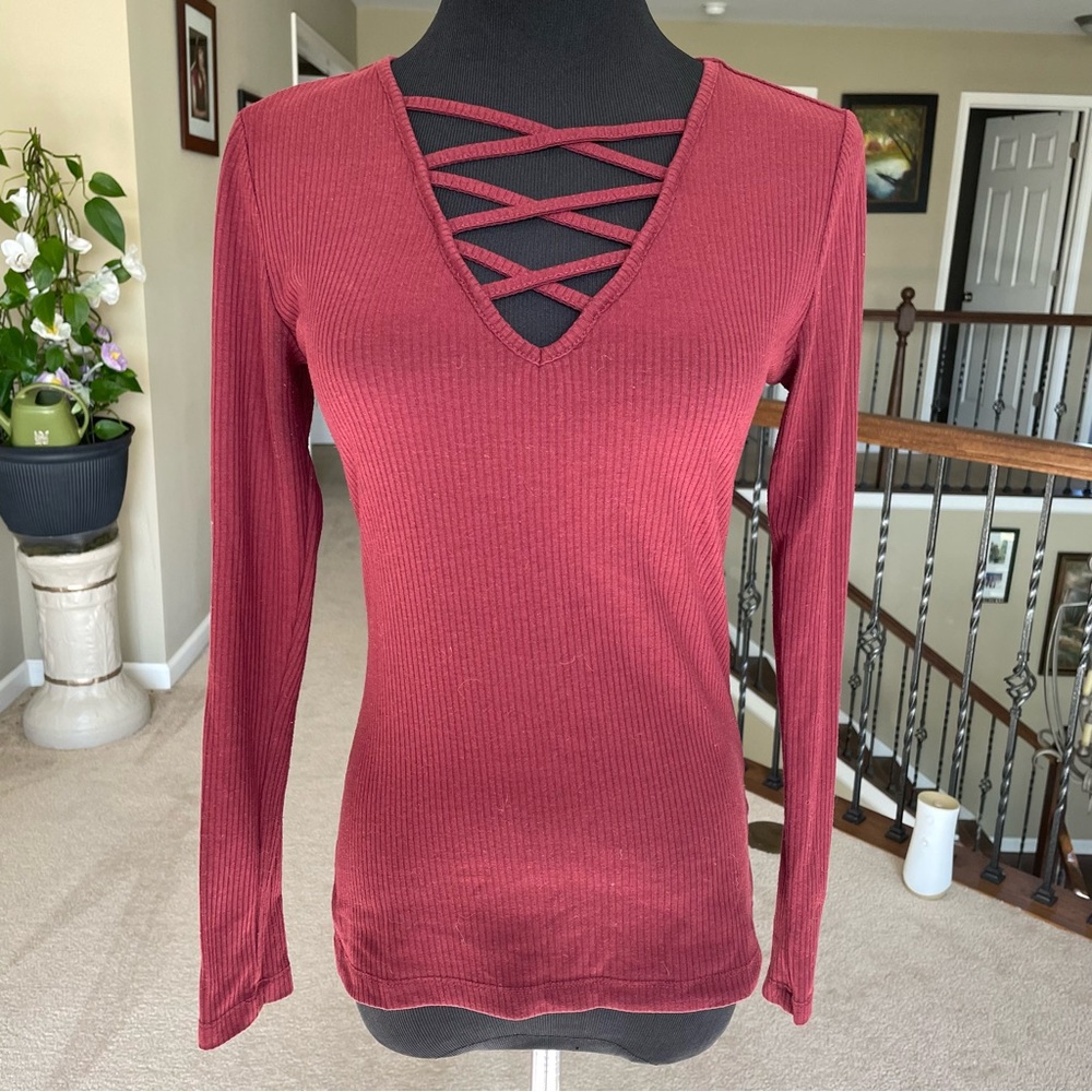 Long Sleeve Burgundy Top